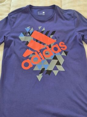 adidas Purple Short Sleeve Tee with Bright Orange Logo
